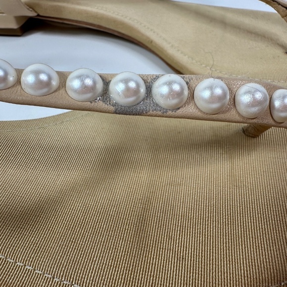 CHANEL Faux Pearl Thong Flat Beige Sandal Women's Size 39 1/2 With Box - Picture 7 of 16